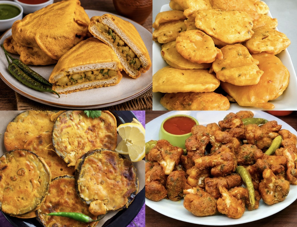 Pakodas (Onion, Gobhi, Aloo, etc)